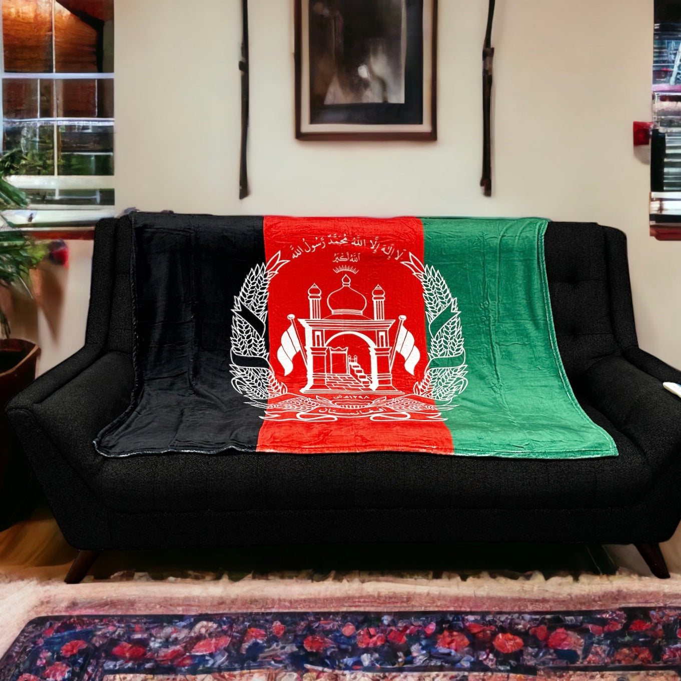 Afghanistan Flag Throw Blanket West Bank Apparel