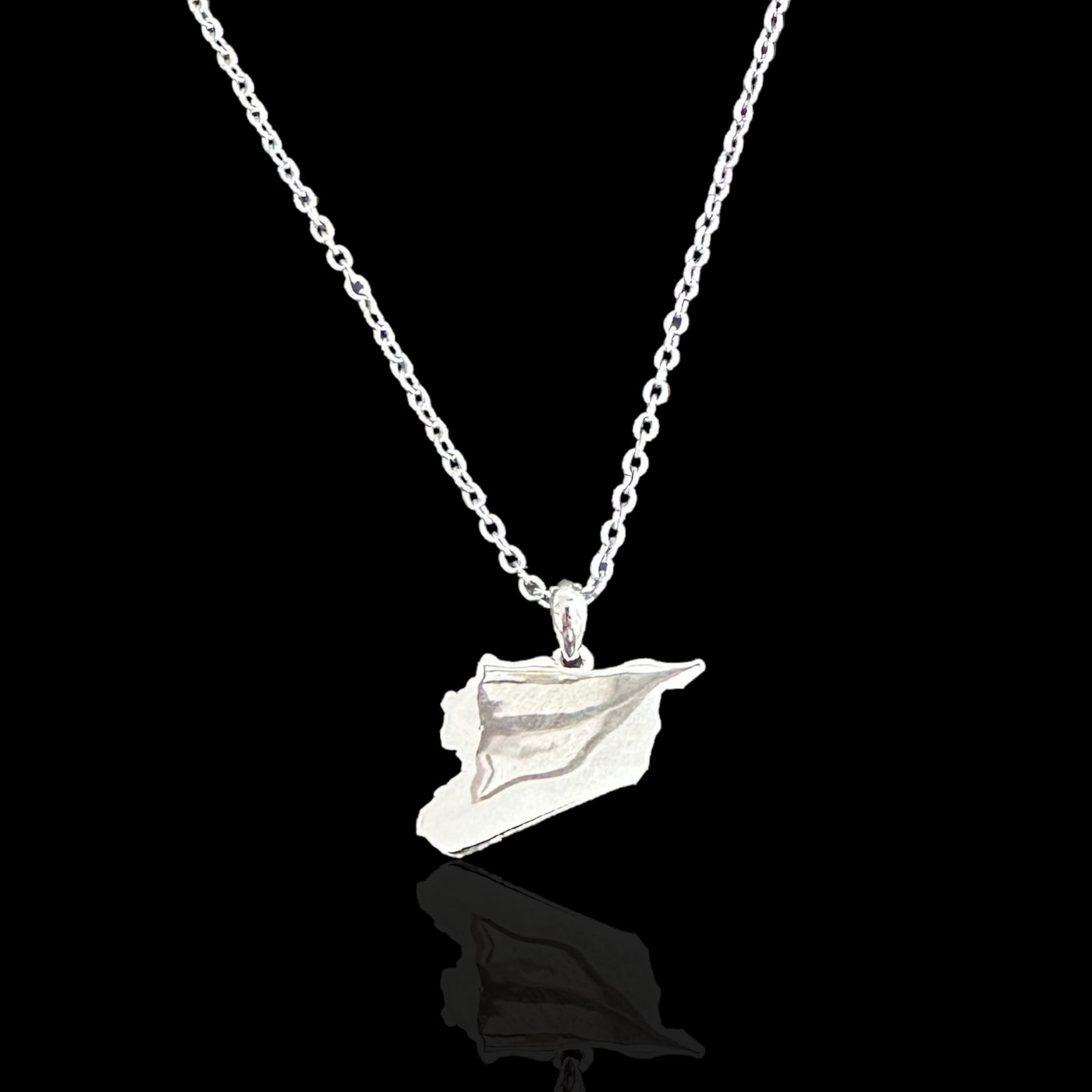 Sterling Silver Syria Map Necklace - Available in 3 Colors