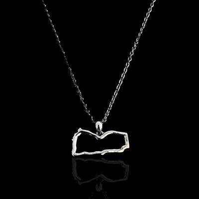 Sterling Silver Yemen Map Outline Necklace - Available in 3 Colors