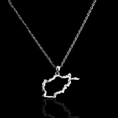 Sterling Silver Afghanistan Map Outline Necklace - Available in 3 Colors
