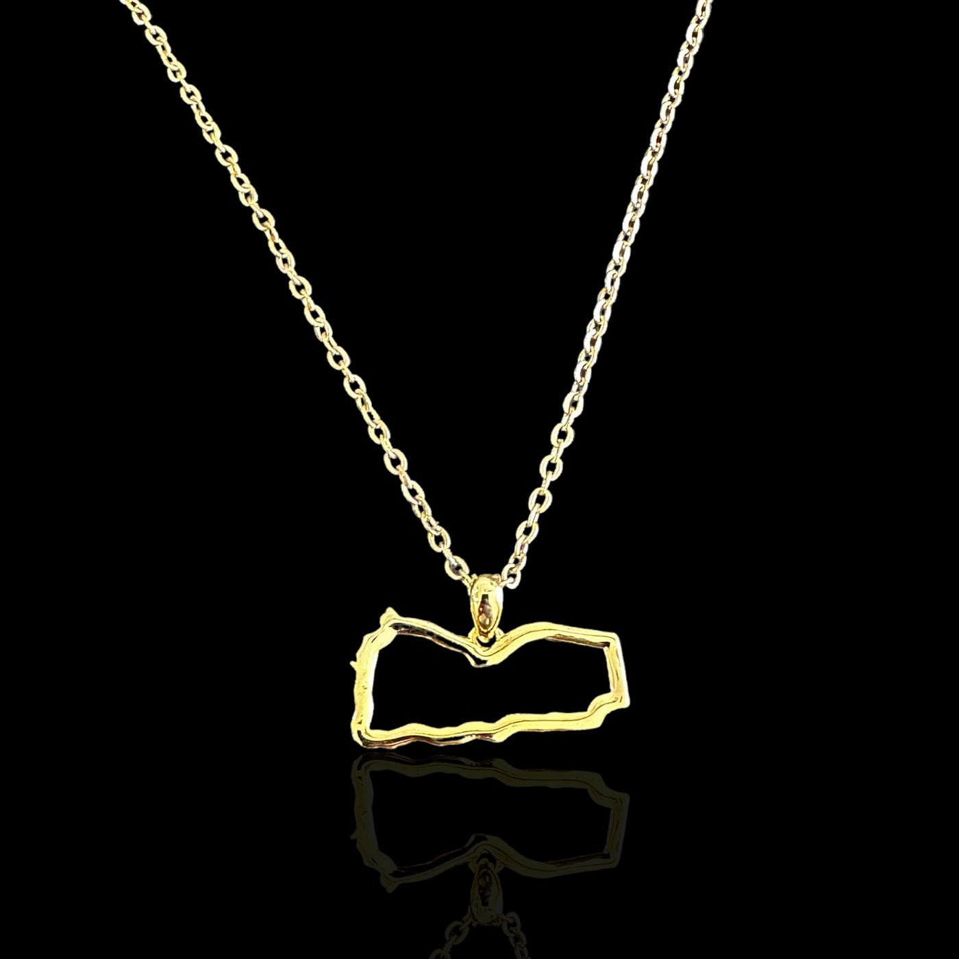 Sterling Silver Yemen Map Outline Necklace - Available in 3 Colors