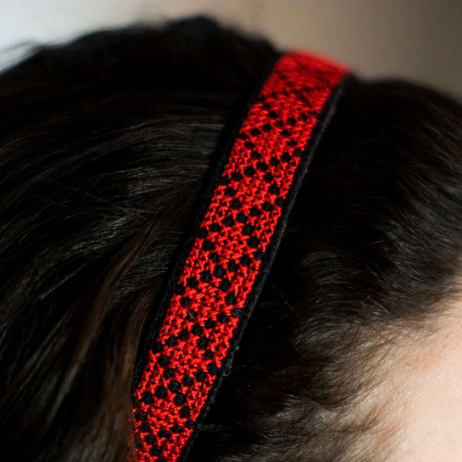 Palestinian-Made Tatreez Headband - Red