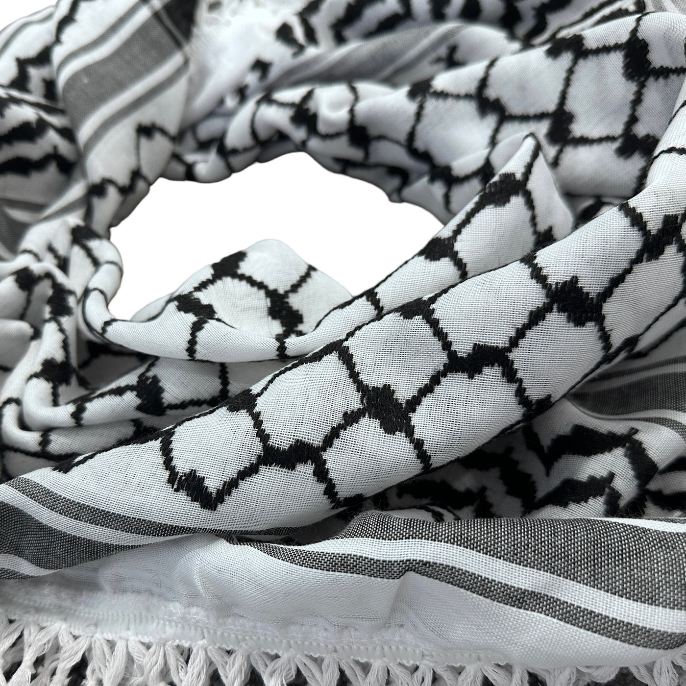 Woven Kufiya Black & White - Palestinian Made