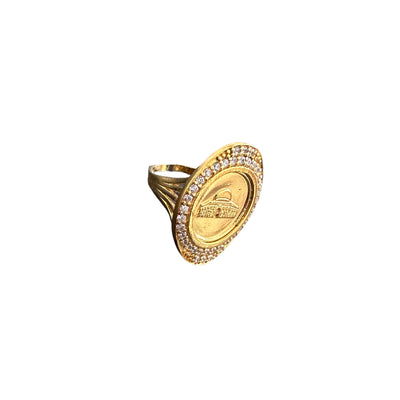 Made in Palestine Coin Replica Sterling Silver Gold Plated Ring