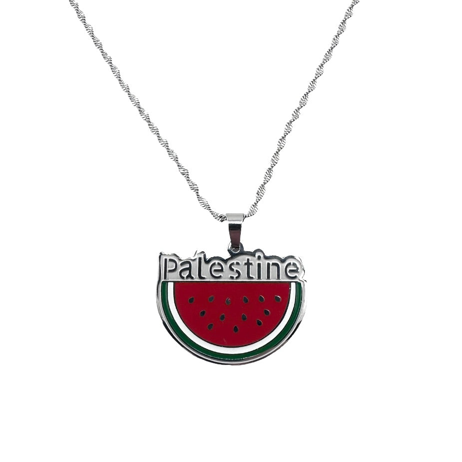 Stainless Steel Palestine Watermelon Necklace