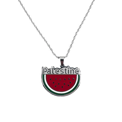 Stainless Steel Palestine Watermelon Necklace