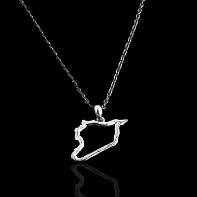 Sterling Silver Syria Map Outline Necklace - Available in 3 Colors