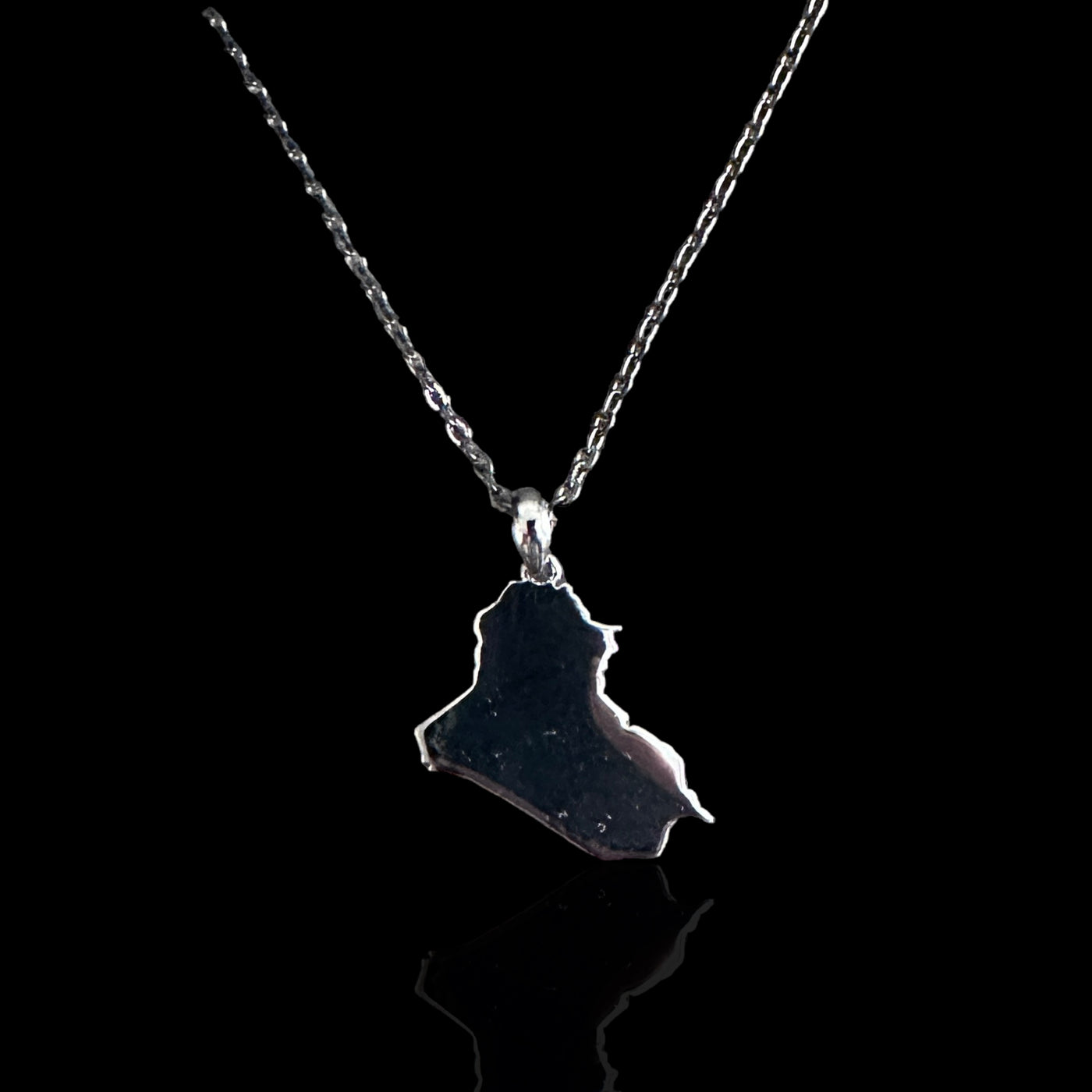 Sterling Silver Iraq Map Necklace - Available in 3 Colors