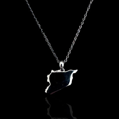 Sterling Silver Syria Map Necklace - Available in 3 Colors
