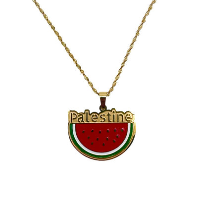 Stainless Steel Palestine Watermelon Necklace