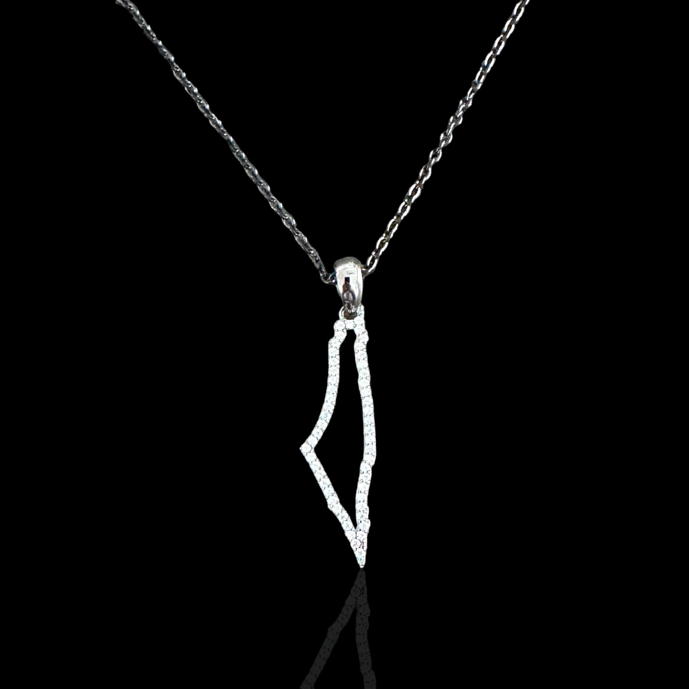 Sterling Silver Palestine Map CZ Outline Necklace - Available in 3 Colors