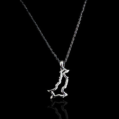 Sterling Silver Pakistan Map Outline Necklace - Available in 3 Colors