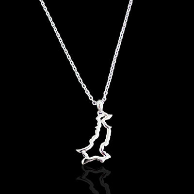 Sterling Silver Pakistan Map Outline Necklace - Available in 3 Colors
