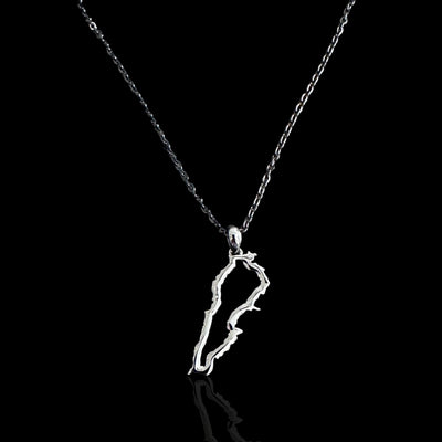 Sterling Silver Lebanon Map Outline Necklace - Available in 3 Colors