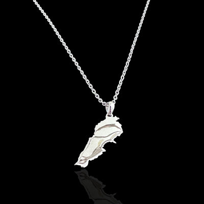 Sterling Silver Lebanon Map Necklace - Available in 3 Colors