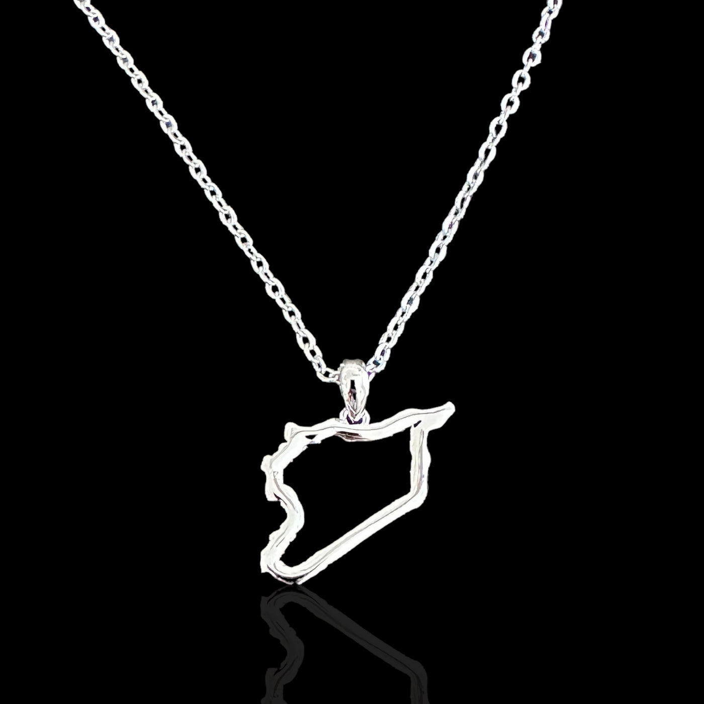 Sterling Silver Syria Map Outline Necklace - Available in 3 Colors