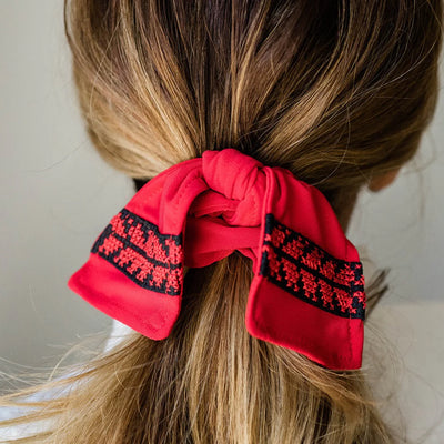 Palestinian-Made Tatreez Scrunchie Red