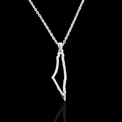 Sterling Silver Palestine Map Outline Necklace - Available in 3 Colors