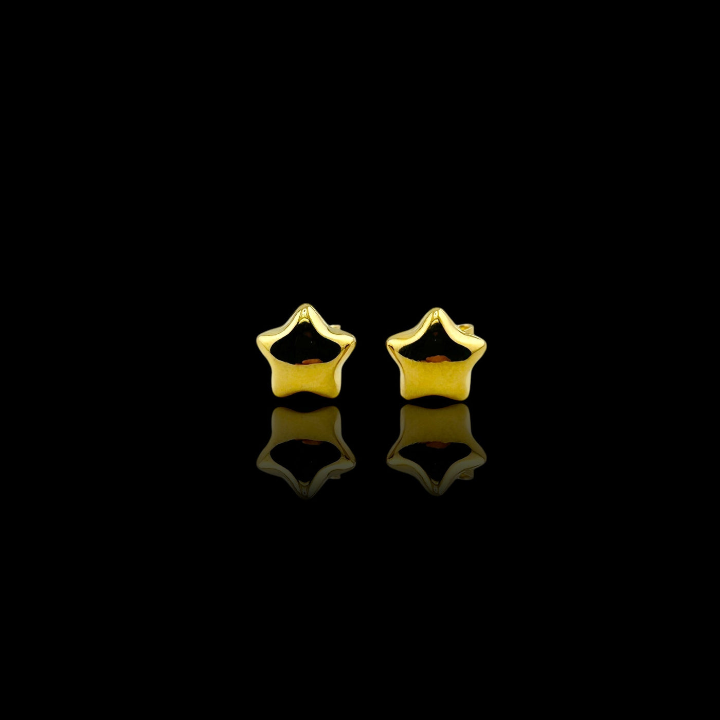 21K Solid Gold Star Earrings