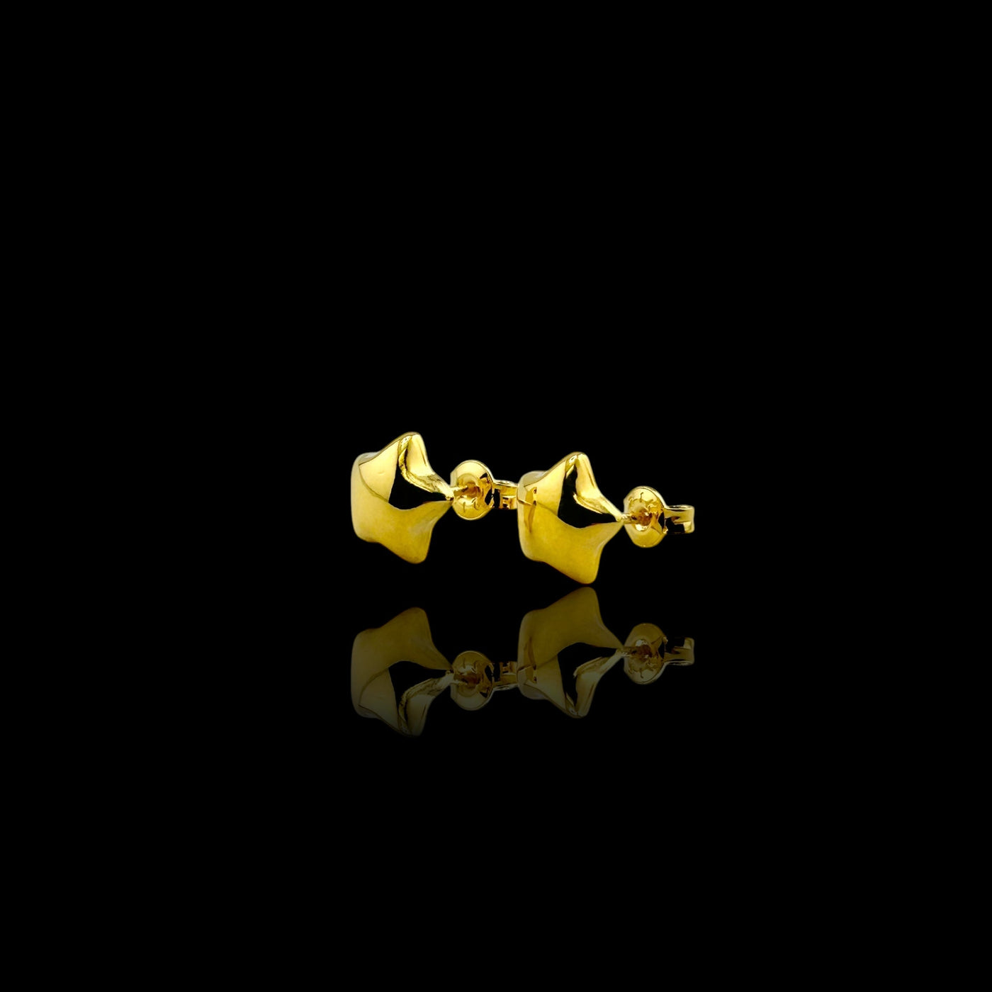 21K Solid Gold Star Earrings
