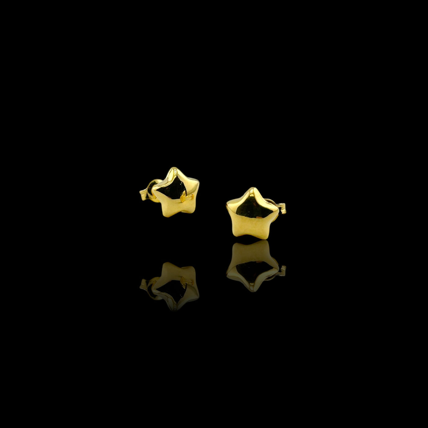 21K Solid Gold Star Earrings