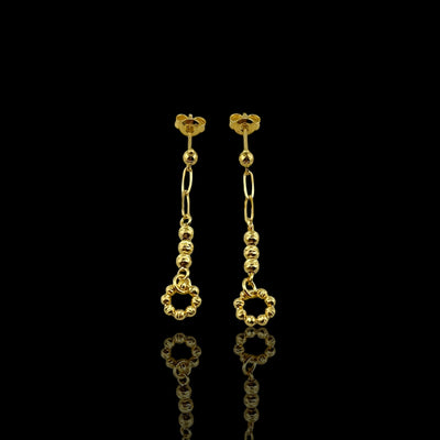21K Solid Gold Dangle Circle Earrings