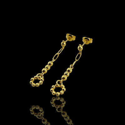 21K Solid Gold Dangle Circle Earrings