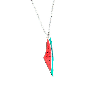 Silver Palestine Watermelon Necklace Small