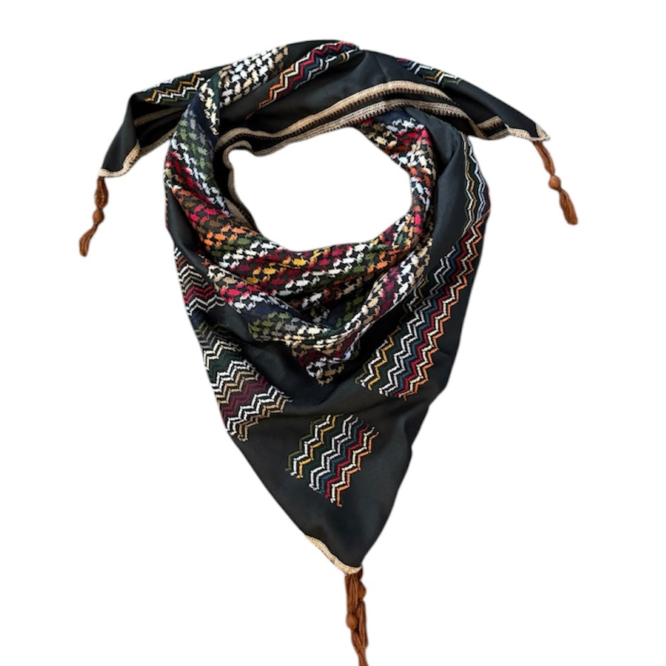 Woven Kufiya Black Cocktail - Palestinian Made