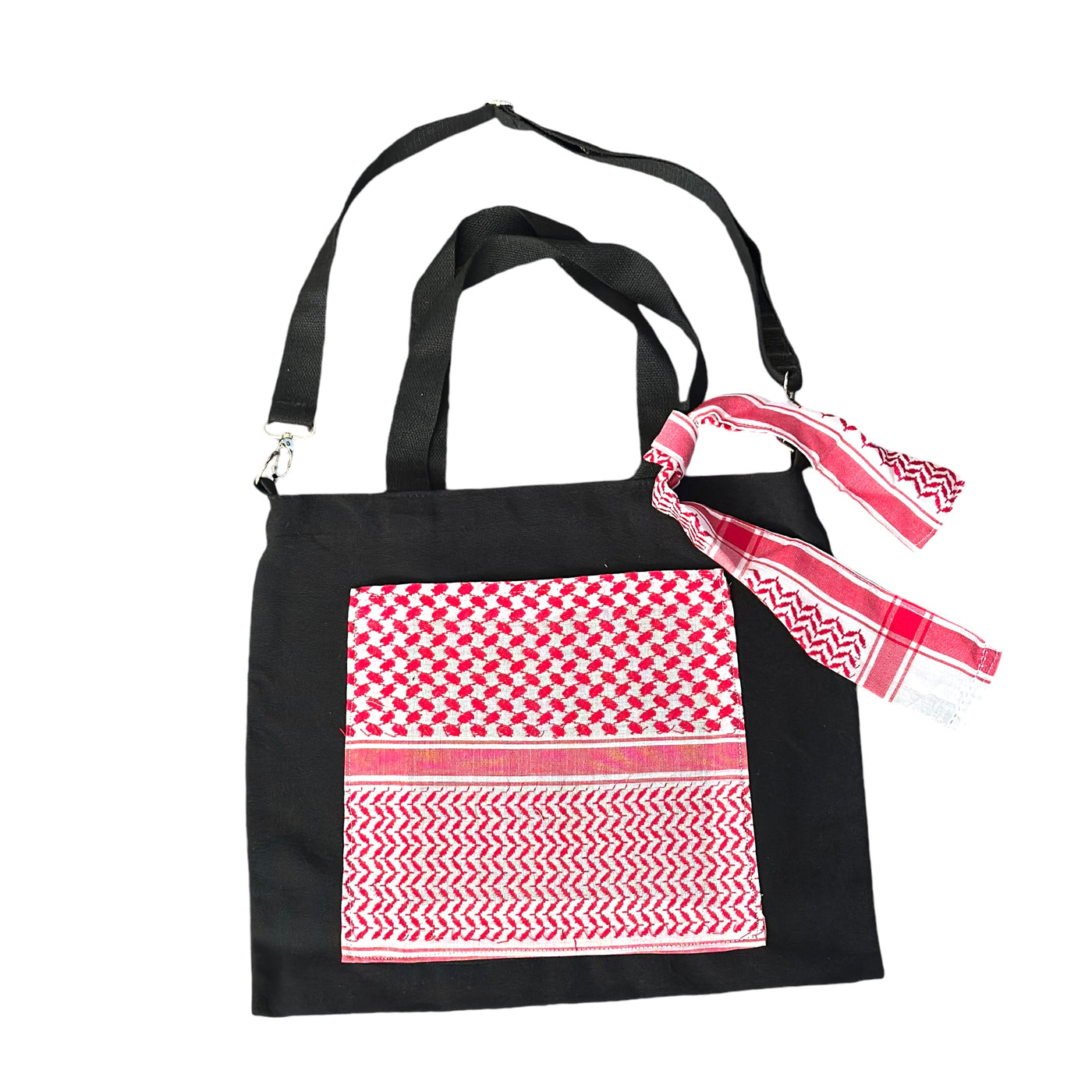 Palestinian-Made Red Kufiya Shemagh Tote Bag