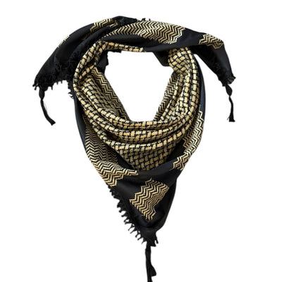 Woven Kufiya Shemagh Black & Olive - Palestinian Made