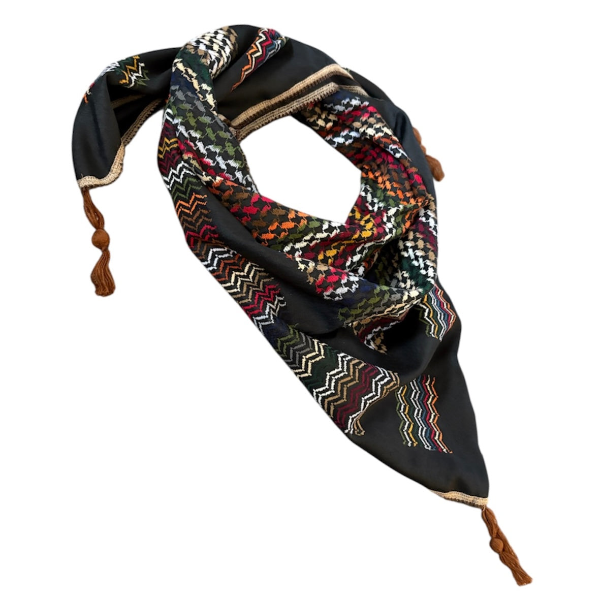 Woven Kufiya Black Cocktail - Palestinian Made