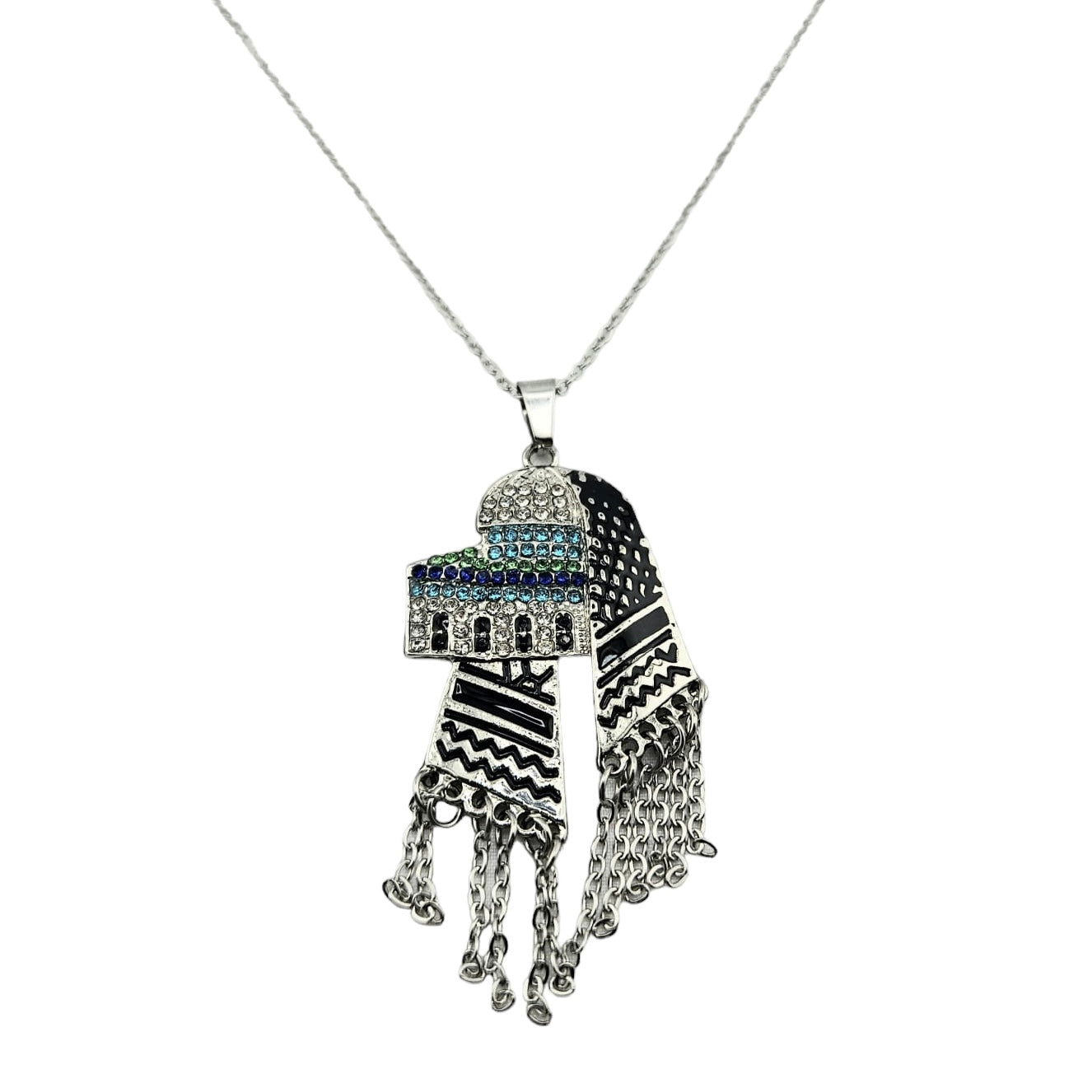 Stainless Steel Dome Of The Rock Kufiya Necklace