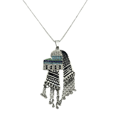 Stainless Steel Dome Of The Rock Kufiya Necklace