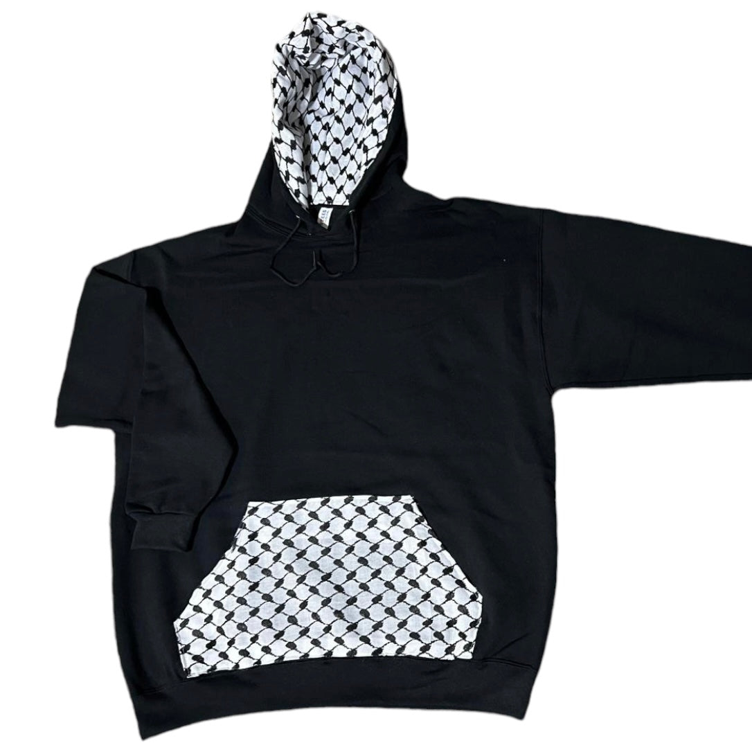 PREORDER Ships By 12/10: The Woven Kufiya Pullover Hoodie (B & W Kufiya)