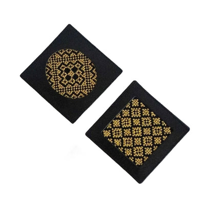 Palestinian-Made Tatreez Coaster - Gold (2pc Set)