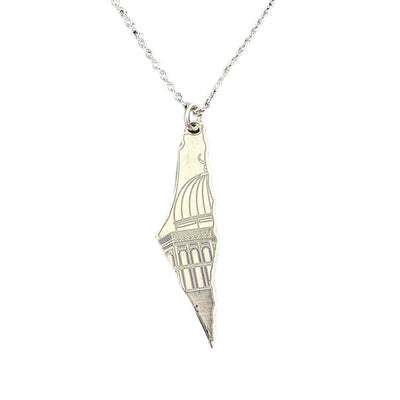 Silver Palestine Map Dome of the Rock Necklace