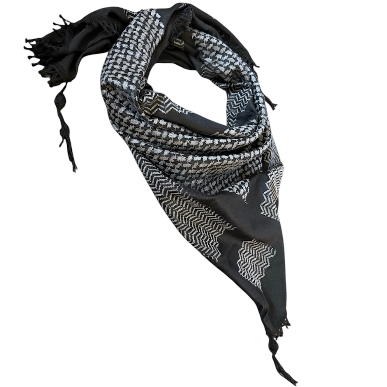 Woven Kufiya Shemagh Black & Gray - Palestinian Made