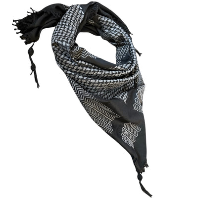 Woven Kufiya Shemagh Black & Gray - Palestinian Made