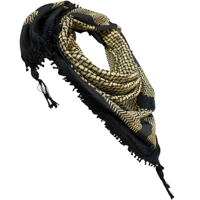 Woven Kufiya Shemagh Black & Olive - Palestinian Made