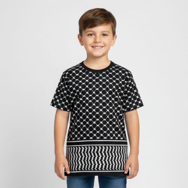 The Kufiya Shirt Kids - Short Sleeve Black
