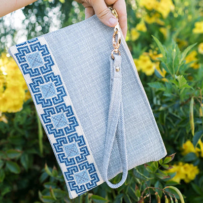 Palestinian-Made Tatreez Pouch - Blue