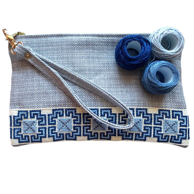 Palestinian-Made Tatreez Pouch - Blue