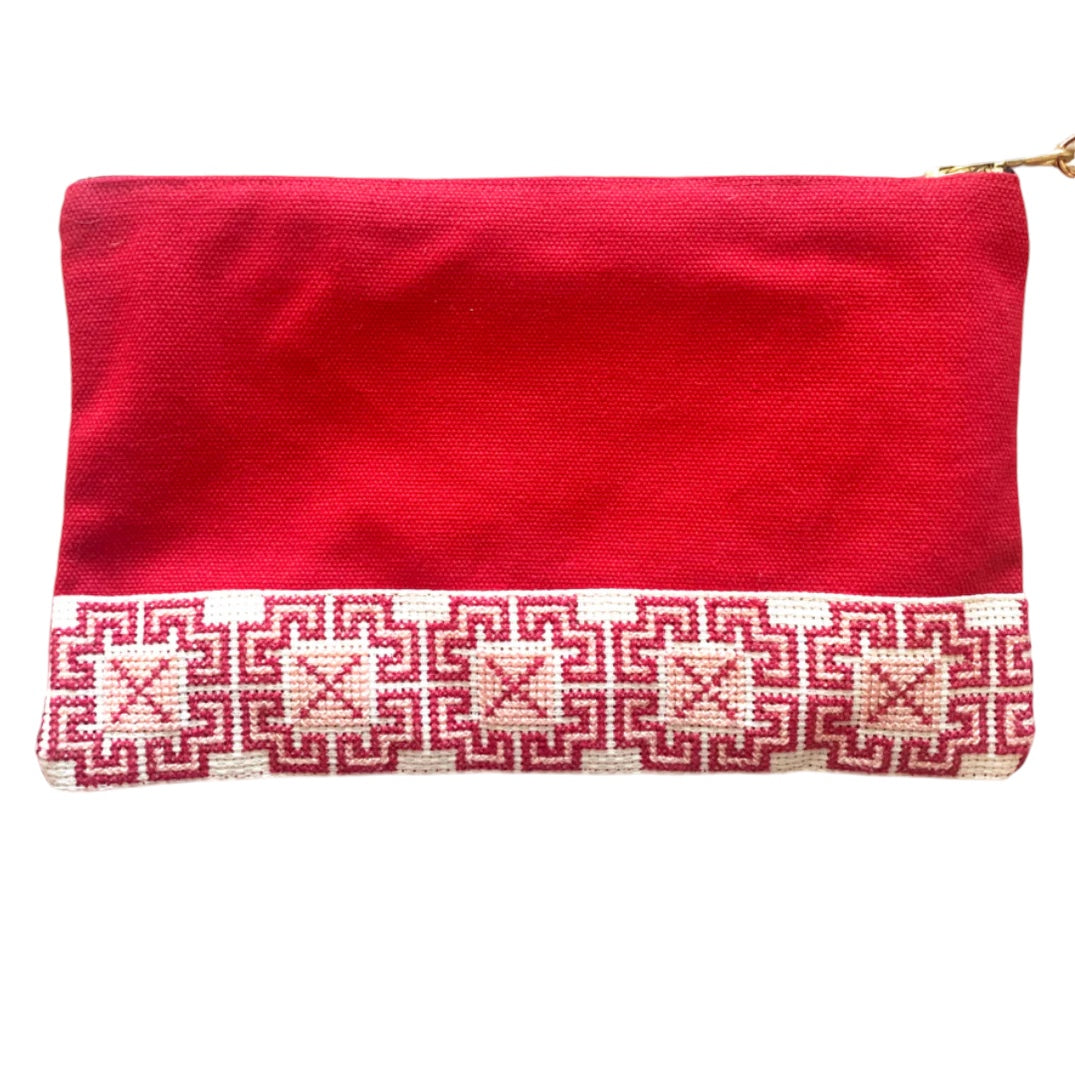 Palestinian-Made Tatreez Pouch - Red