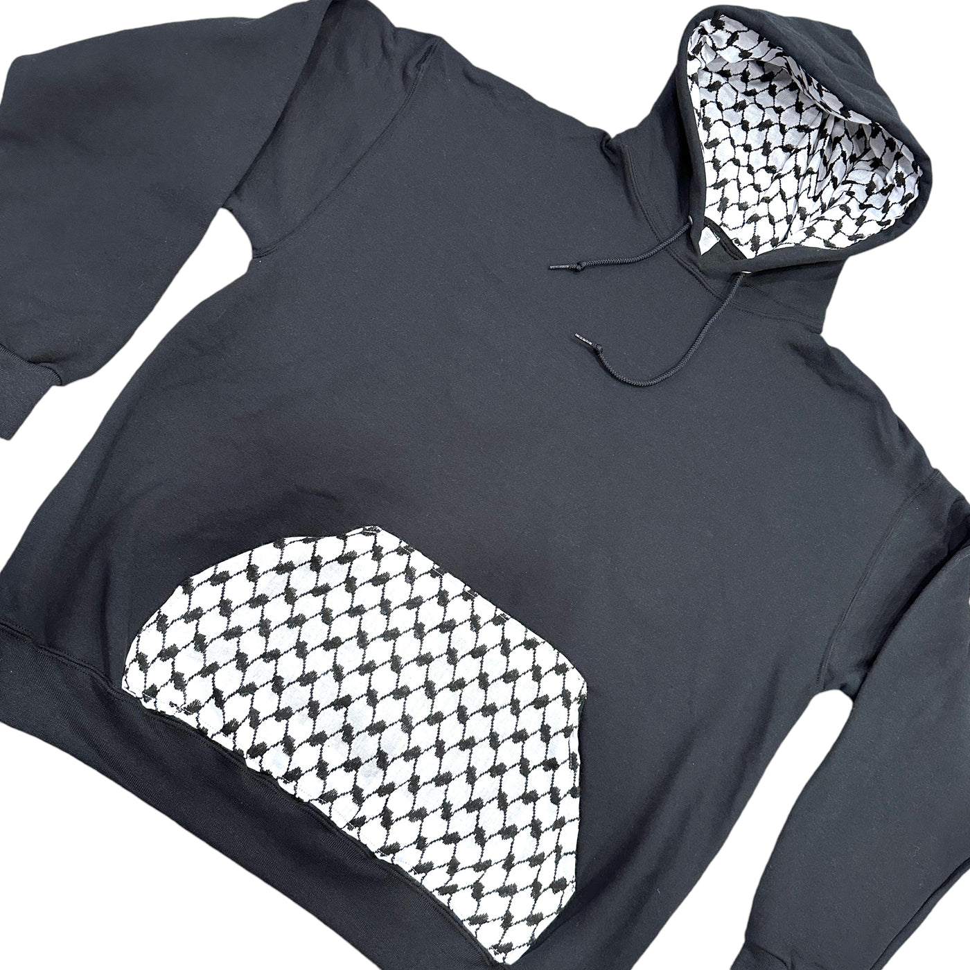 PREORDER Ships By 1/6/25: The Woven Kufiya Pullover Hoodie (B & W Kufiya)