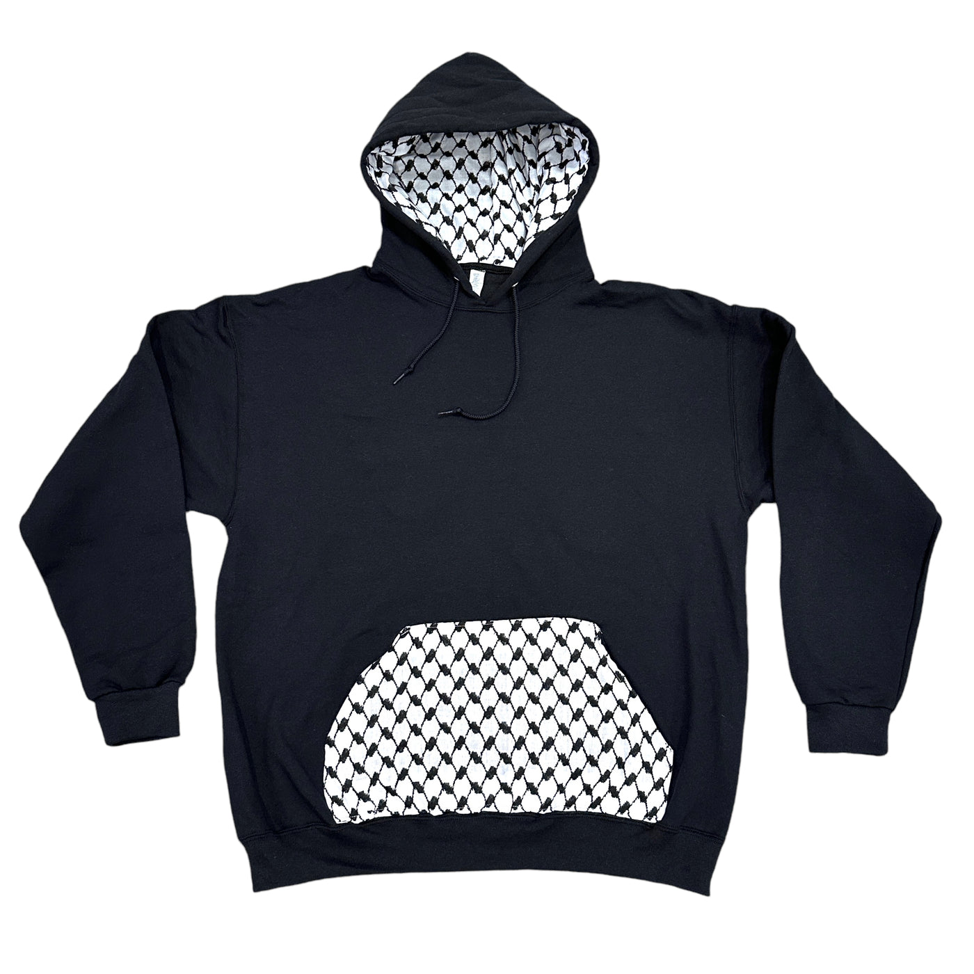 PREORDER Ships By 1/6/25: The Woven Kufiya Pullover Hoodie (B & W Kufiya)