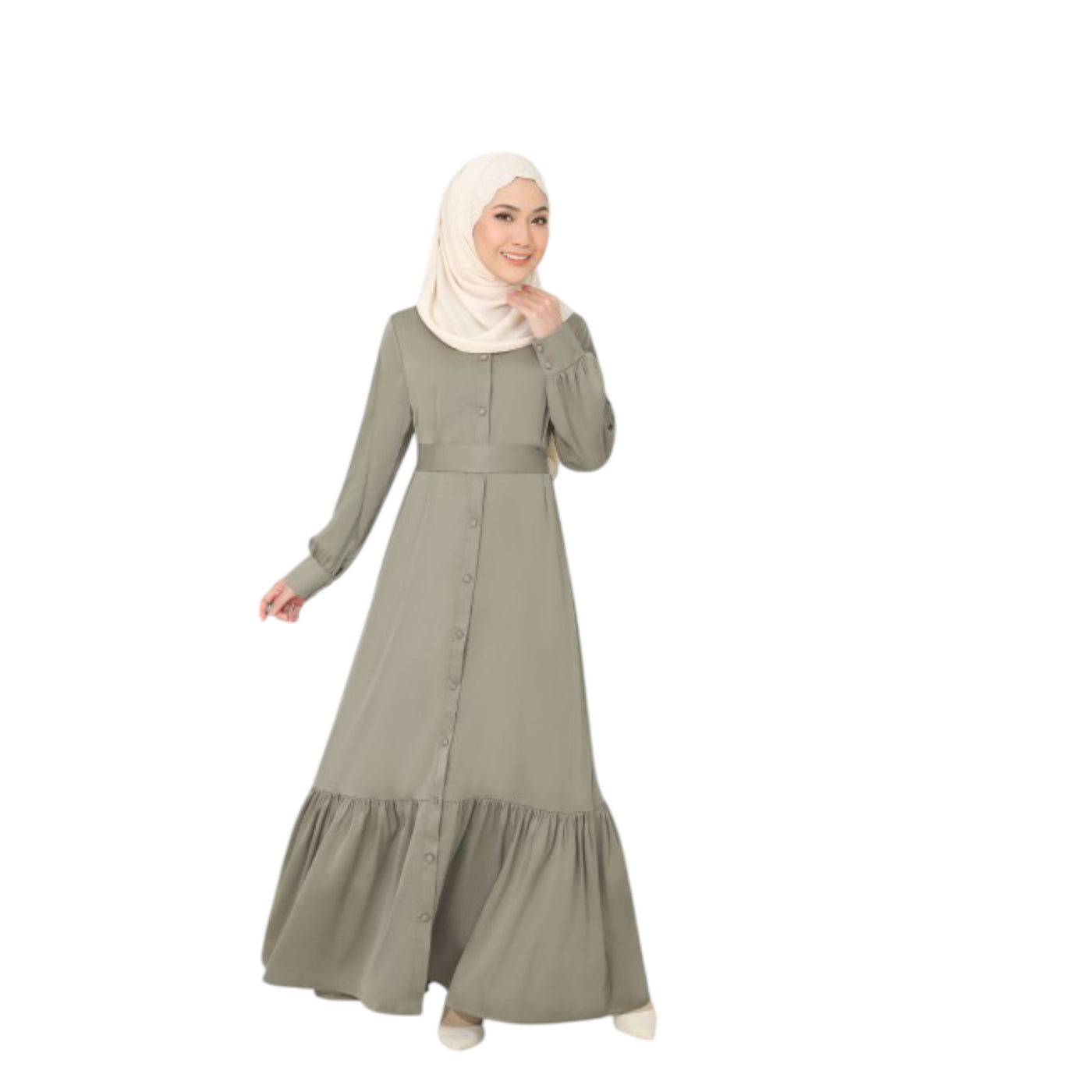 Modest Fashion Olive Green Dress