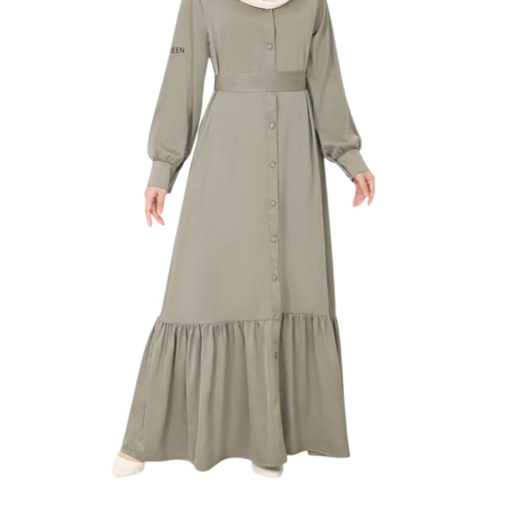 Modest Fashion Olive Green Dress L-XL