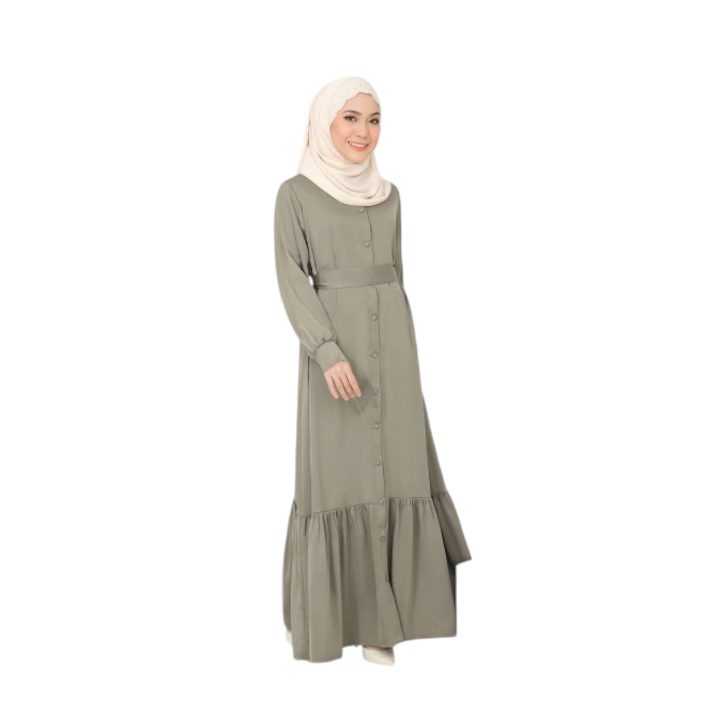Modest Fashion Olive Green Dress