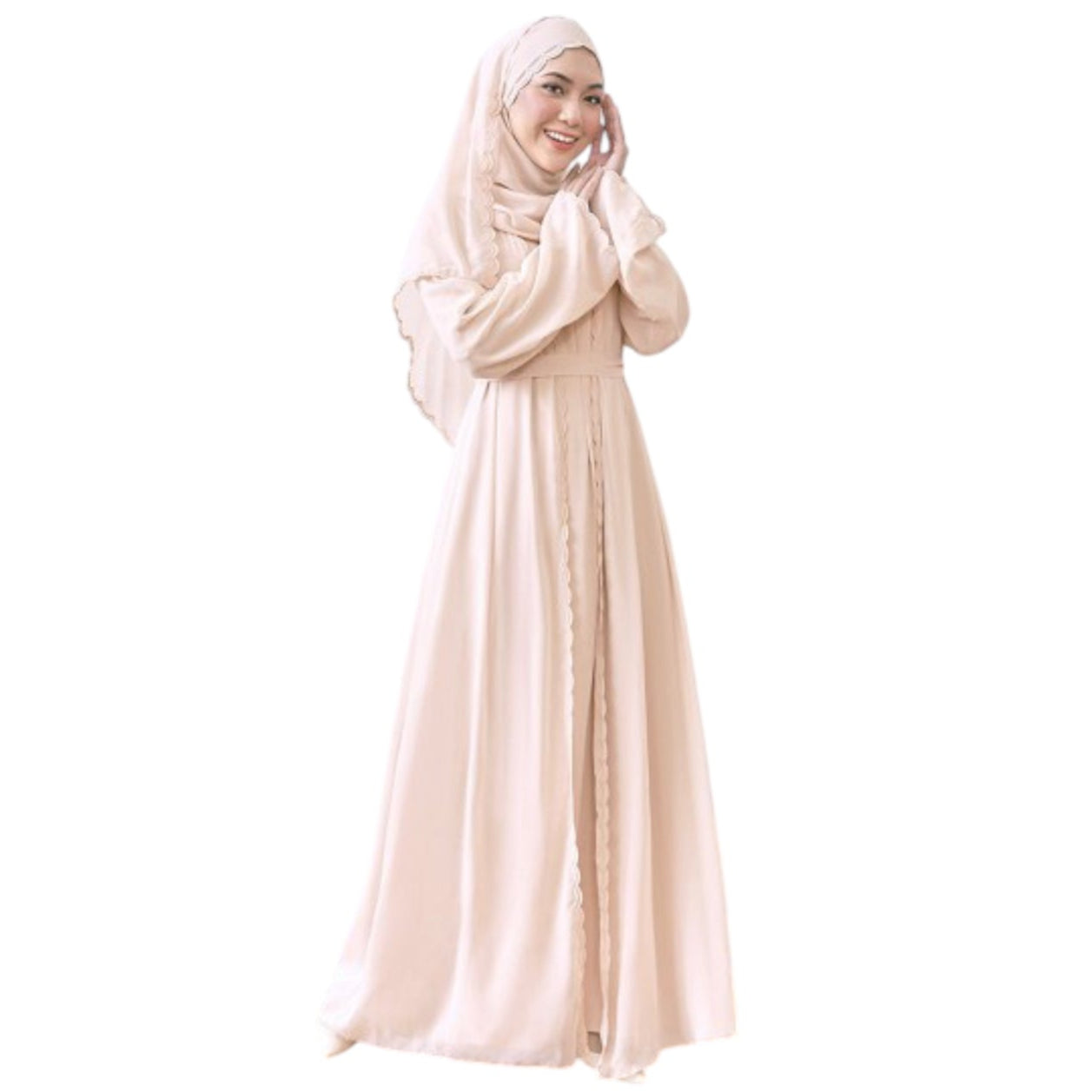 Modest Fashion Cream Hijab & Abaya Set